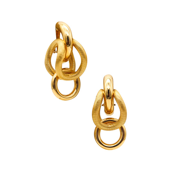 -Riccardo Marotto Sculptural Tubular Earrings In Textured 18Kt Yellow Gold