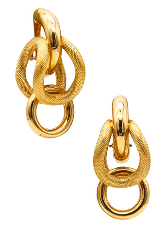 -Riccardo Marotto Sculptural Tubular Earrings In Textured 18Kt Yellow Gold