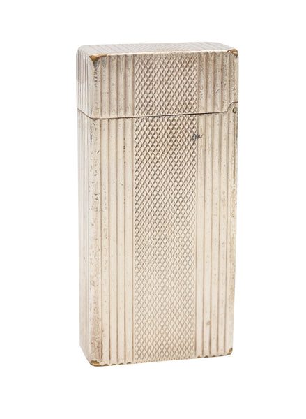 DUPONT 1945 Paris Tall Roller Petrol Pocket Lighter In Plated Sterling