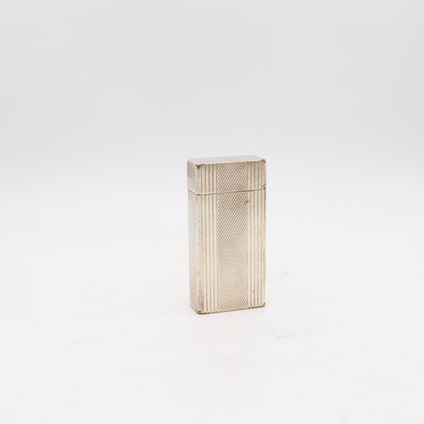 DUPONT 1945 Paris Tall Roller Petrol Pocket Lighter In Plated Sterling