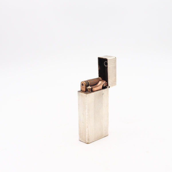DUPONT 1945 Paris Tall Roller Petrol Pocket Lighter In Plated Sterling