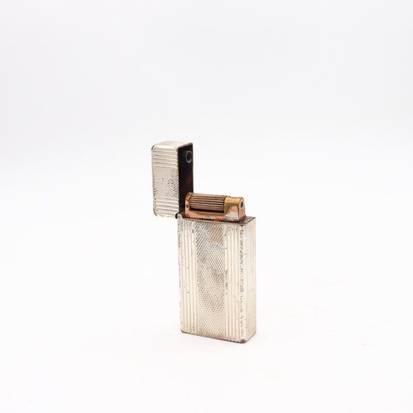 DUPONT 1945 Paris Tall Roller Petrol Pocket Lighter In Plated Sterling