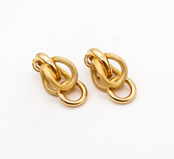 -Riccardo Marotto Sculptural Tubular Earrings In Textured 18Kt Yellow Gold