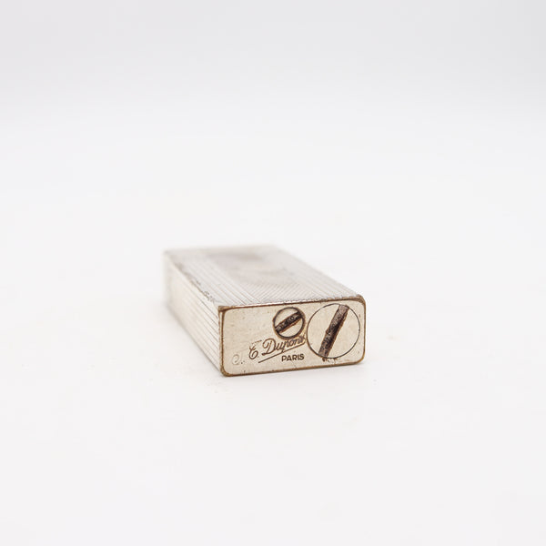 DUPONT 1945 Paris Tall Roller Petrol Pocket Lighter In Plated Sterling