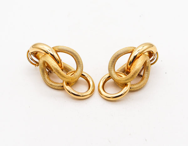 -Riccardo Marotto Sculptural Tubular Earrings In Textured 18Kt Yellow Gold