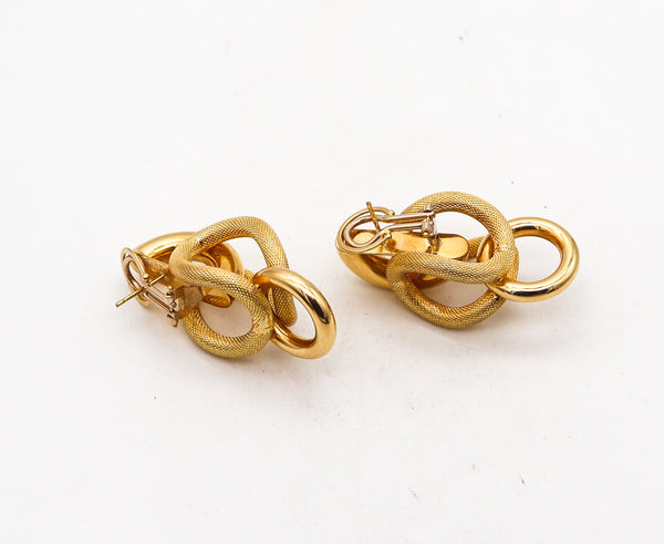 -Riccardo Marotto Sculptural Tubular Earrings In Textured 18Kt Yellow Gold
