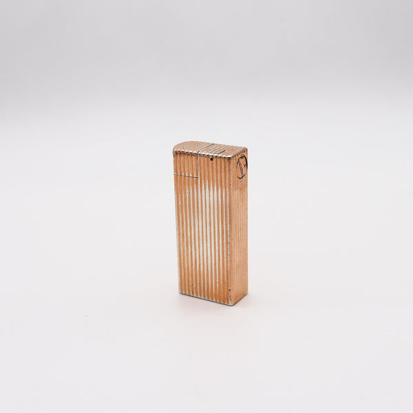 DUNHILL PARIS 1952 Aldunil Gas Pocket Lighter In 18kt Gold Vermeil .800 Silver