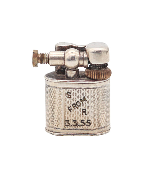 DUNHILL London 1950 Art Deco Miniature Lift-Arm Lighter in Plated Sterling