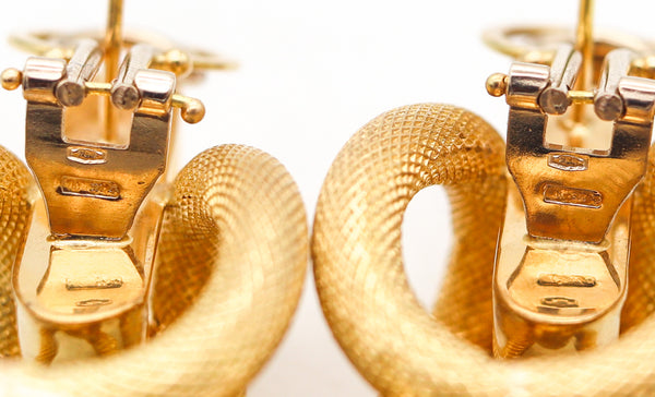 -Riccardo Marotto Sculptural Tubular Earrings In Textured 18Kt Yellow Gold