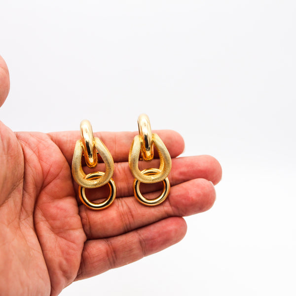 -Riccardo Marotto Sculptural Tubular Earrings In Textured 18Kt Yellow Gold