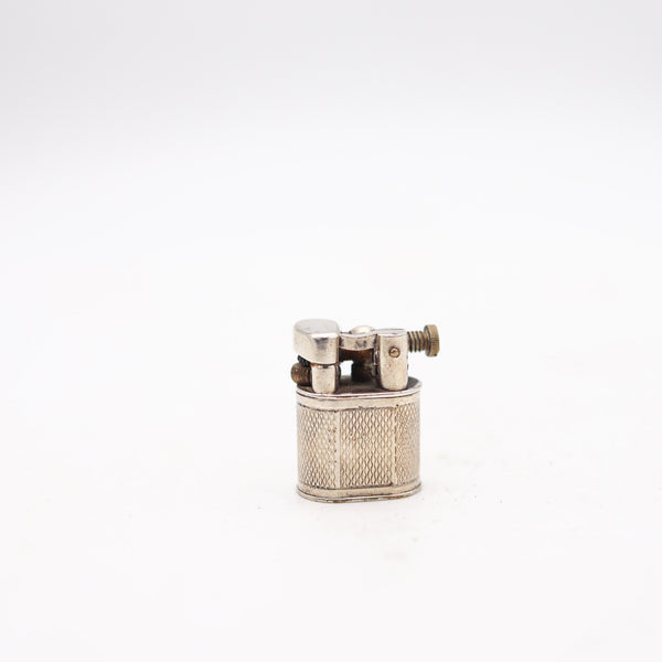 DUNHILL London 1950 Art Deco Miniature Lift-Arm Lighter in Plated Sterling