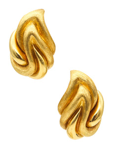 -Henry Dunay New York Clips-On Earrings In Textured Solid 18Kt Yellow Gold