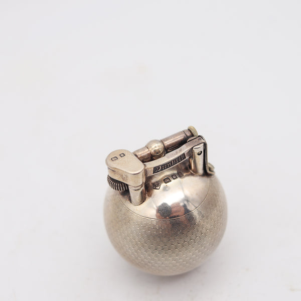 DUNHILL 1929 Ball Petrol Desk Lighter In Solid .925 Sterling Silver With Guilloche