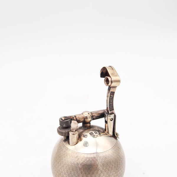 DUNHILL 1929 Ball Petrol Desk Lighter In Solid .925 Sterling Silver With Guilloche