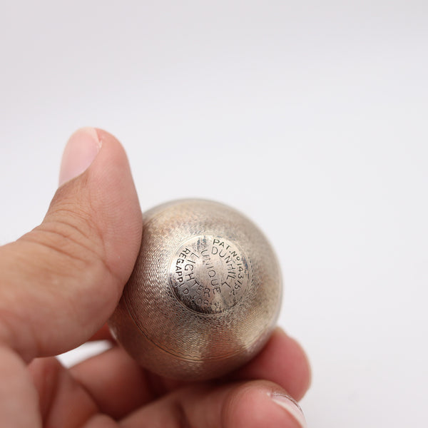 DUNHILL 1929 Ball Petrol Desk Lighter In Solid .925 Sterling Silver With Guilloche