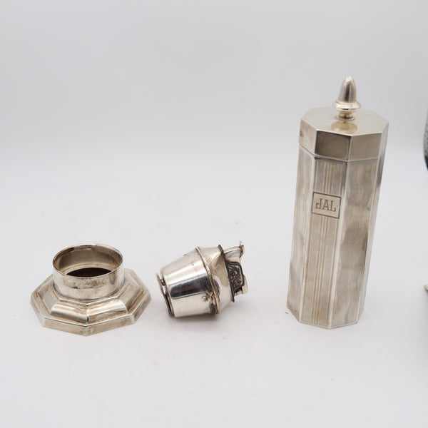 EVANS 1930 Art-Deco Skyscraper Desk Lighter Cigarettes Case In .925 Sterling