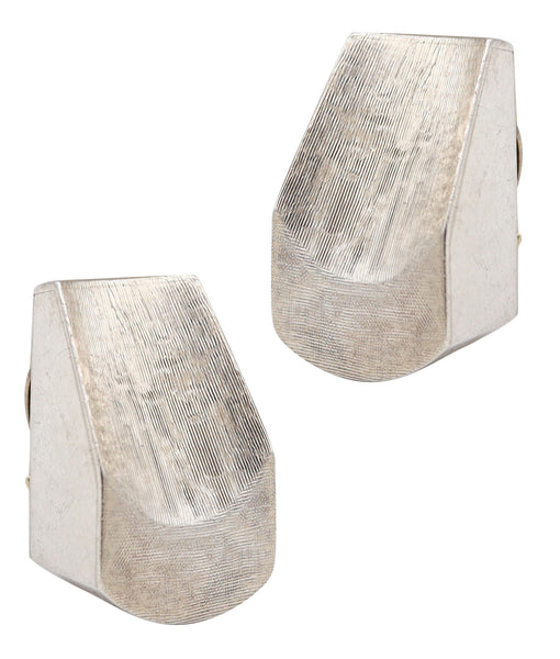 ANTONIO PINEDA 1950 Modernist Geometric Clips Earrings In Solid .970 Silver