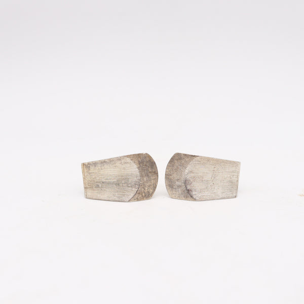 ANTONIO PINEDA 1950 Modernist Geometric Clips Earrings In Solid .970 Silver