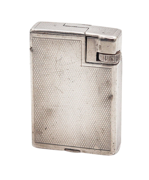 ALFRED DUNHILL Paris 1936 Art Deco Savory Petrol Pocket Lighter In .925 Sterling