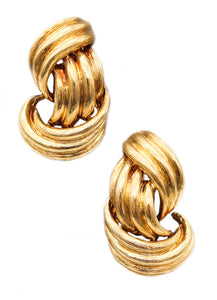 -David Webb 1970 New York Wavy Wires Clips On Earrings In Solid 18Kt Yellow Gold