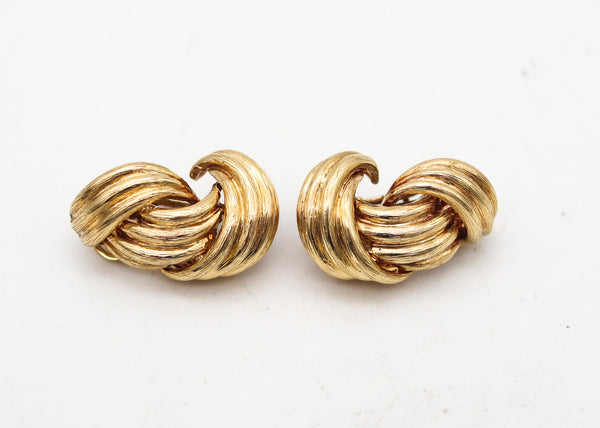 -David Webb 1970 New York Wavy Wires Clips On Earrings In Solid 18Kt Yellow Gold