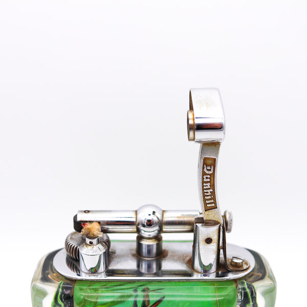 Alfred Dunhill 1949 Standard Aquarium Lift Arm Petrol Lighter In Perspex Lucite And Steel
