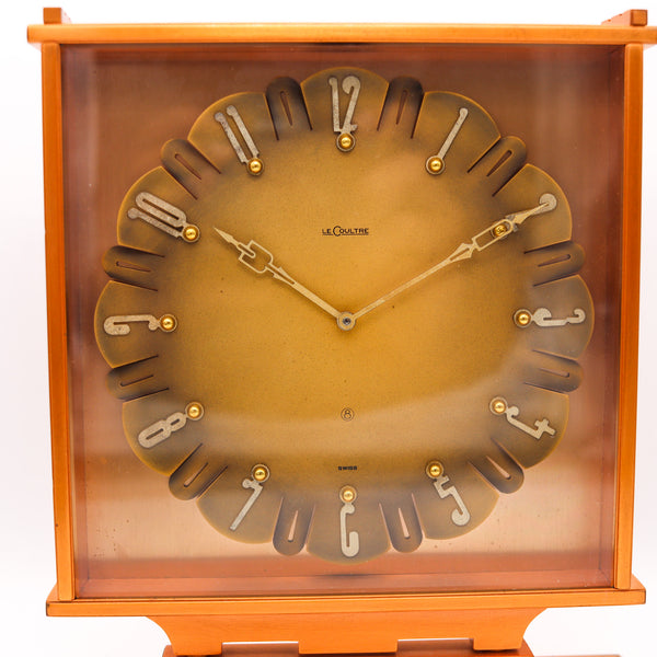 Jaeger LeCoultre 1950 Swiss Retro Modernist Mechanical Desk Clock Near Mint