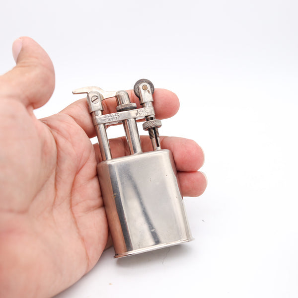 GAZVIT Labat & Cannac Paris Art-Deco 1934 Desk Petrol Lighter Rare Screw Mechanism