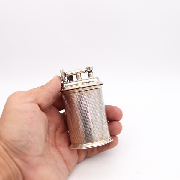 THE CLASSIC Birmingham 1928 Desk Petrol Roller Lighter In Barley Sterling Silver