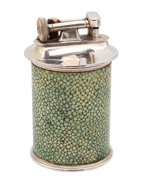 THE CLASSIC Birmingham 1928 Desk Petrol Roller Lighter In Silver & Shagreen