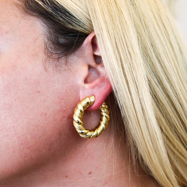 -Van Cleef Arpels 1969 Paris By Andre Vassort Hoops Clips Earrings In 18Kt Gold