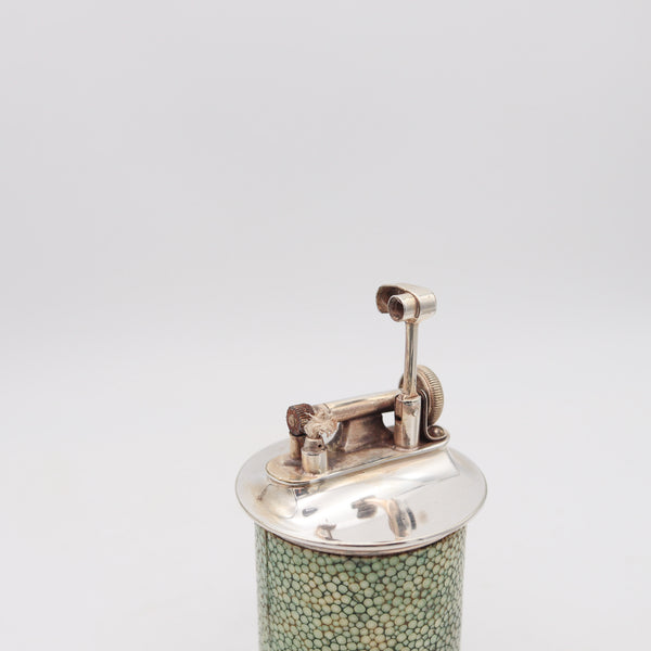 THE CLASSIC Birmingham 1928 Desk Petrol Roller Lighter In Silver & Shagreen