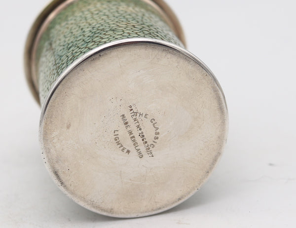 THE CLASSIC Birmingham 1928 Desk Petrol Roller Lighter In Silver & Shagreen