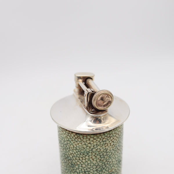 THE CLASSIC Birmingham 1928 Desk Petrol Roller Lighter In Silver & Shagreen