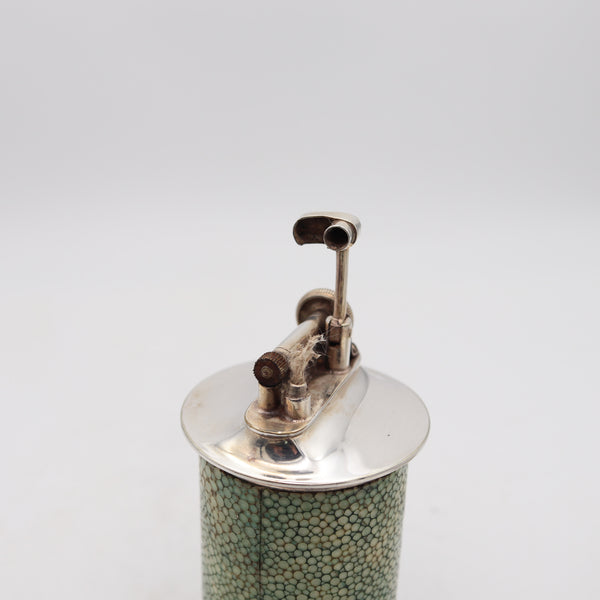 THE CLASSIC Birmingham 1928 Desk Petrol Roller Lighter In Silver & Shagreen