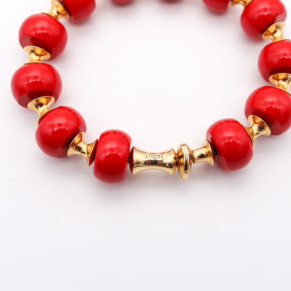 MARINA B. Milano Pneus Bangle Bracelet In 18Kt Yellow Gold With Red Jasper