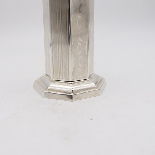 EVANS 1930 Art-Deco Skyscraper Desk Lighter Cigarettes Case In .925 Sterling