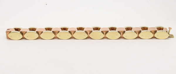 CARTIER 1930 Art-Deco Tank-Tracks Bracelet In 14Kt Yellow & Rose Gold