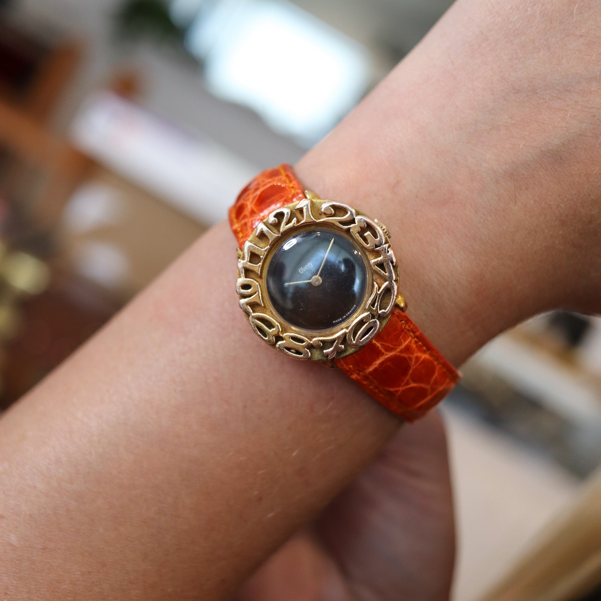 Obrey Paris 1970 Retro Modernist Unisex Wrist Watch In Gilded