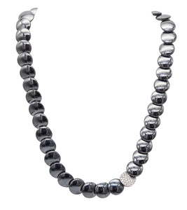 TIFFANY & CO. 1980 Angela Cummings Platinum Lentil Necklace Diamonds & Hematite
