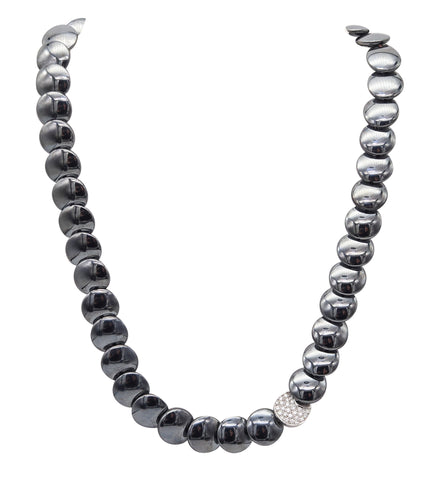 TIFFANY & CO. 1980 Angela Cummings Platinum Lentil Necklace Diamonds & Hematite