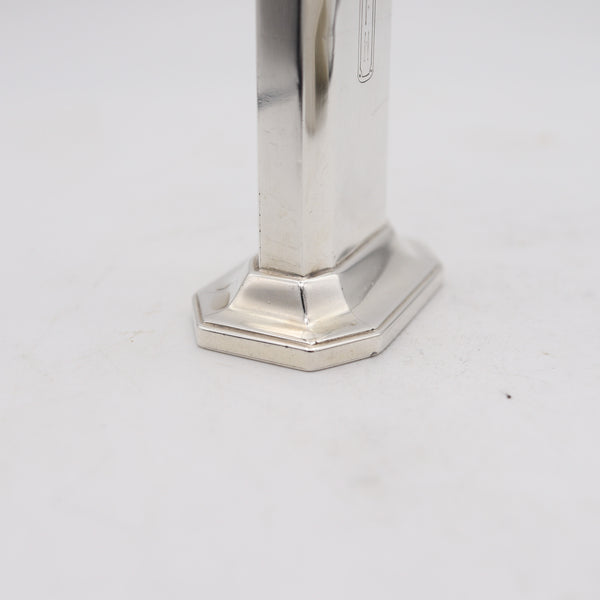 CLARK 1929 Art-Deco Deluxe Desk Petrol Lighter In Polished .925 Sterling Silver