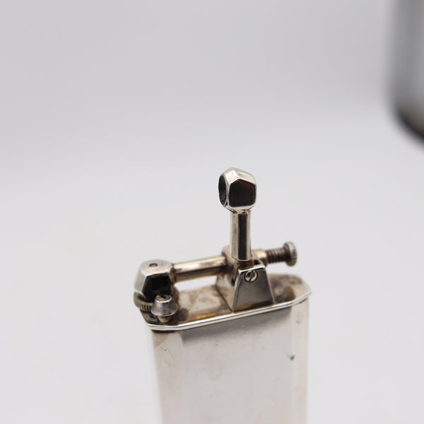 CLARK 1929 Art-Deco Deluxe Desk Petrol Lighter In Polished .925 Sterling Silver