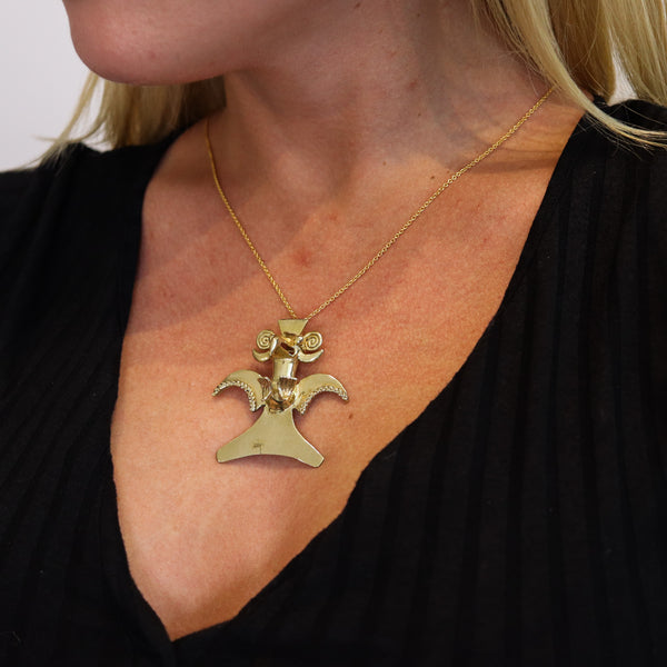 -Pre Columbian 800-1450 AD Costa Rica Chiriki Tumbaga Gold Condor Pendant