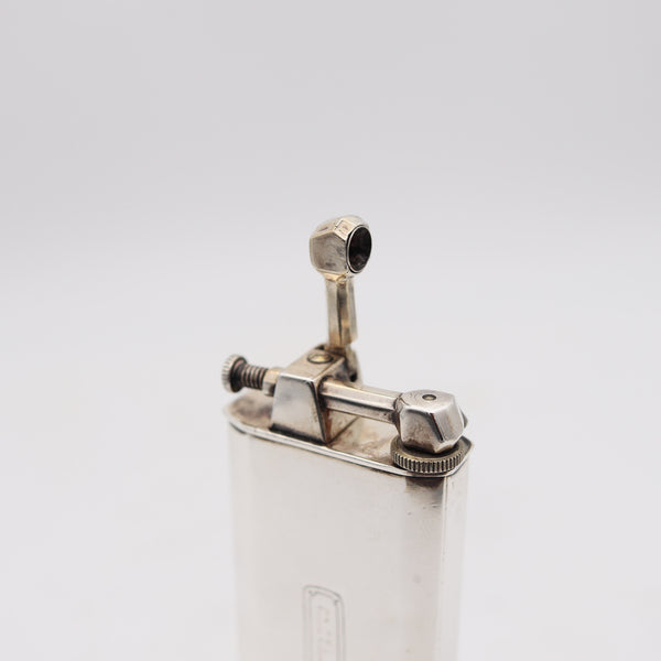 CLARK 1929 Art-Deco Deluxe Desk Petrol Lighter In Polished .925 Sterling Silver