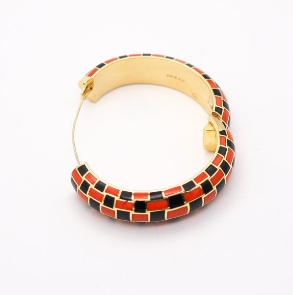 TIFFANY & CO. 1979 Angela Cummings Geometric Bracelet 18Kt Gold Jade & Coral