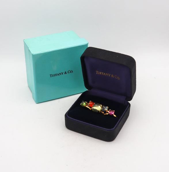 -Tiffany Co. By Paloma Picasso Suite of 5 Sugar Stack Rings In 18Kt Gold With Color Gems