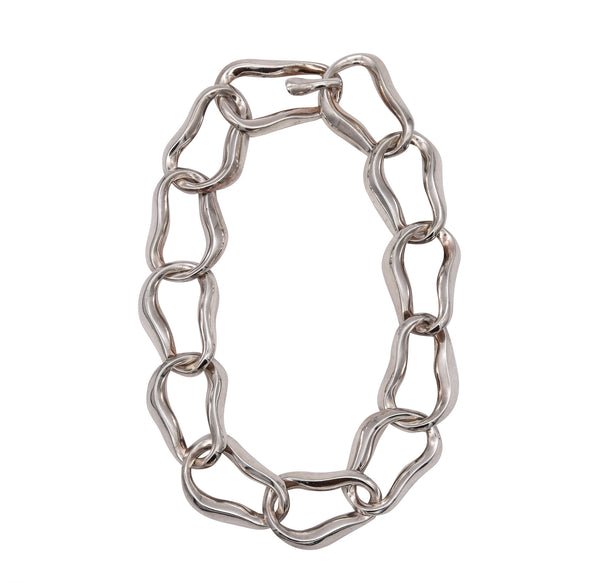 ANGELA CUMMINGS 1983 Rare Aegean Free-Forms Links Necklace in .925 Sterling silver