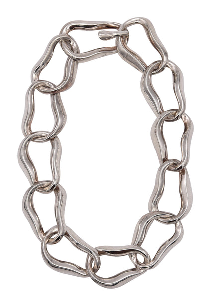 ANGELA CUMMINGS 1983 Rare Aegean Free-Forms Links Necklace in .925 Sterling silver