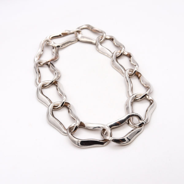 ANGELA CUMMINGS 1983 Rare Aegean Free-Forms Links Necklace in .925 Sterling silver